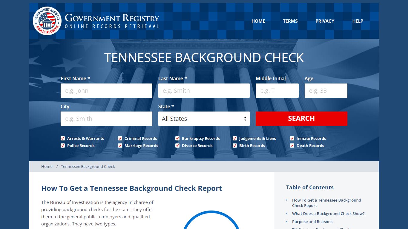 Tennessee Background Checks Online - GovernmentRegistry